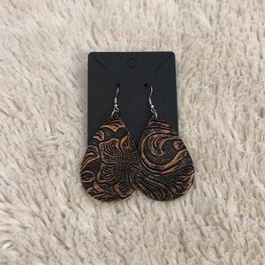 Western Engraved Leather Teardrop earrings 3 for $15!